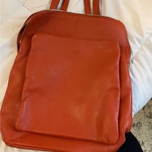 Italian made Orange Leather Backpack/shoulder bag